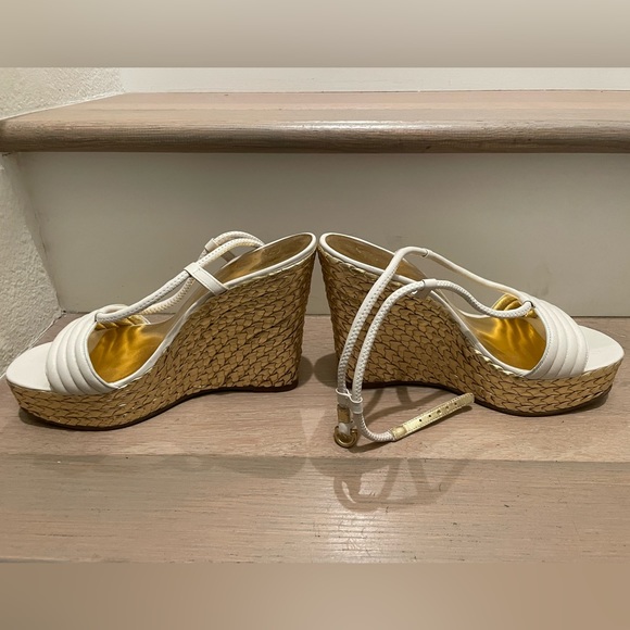 Coach White and Gold Strap Wedges - Picture 2 of 5
